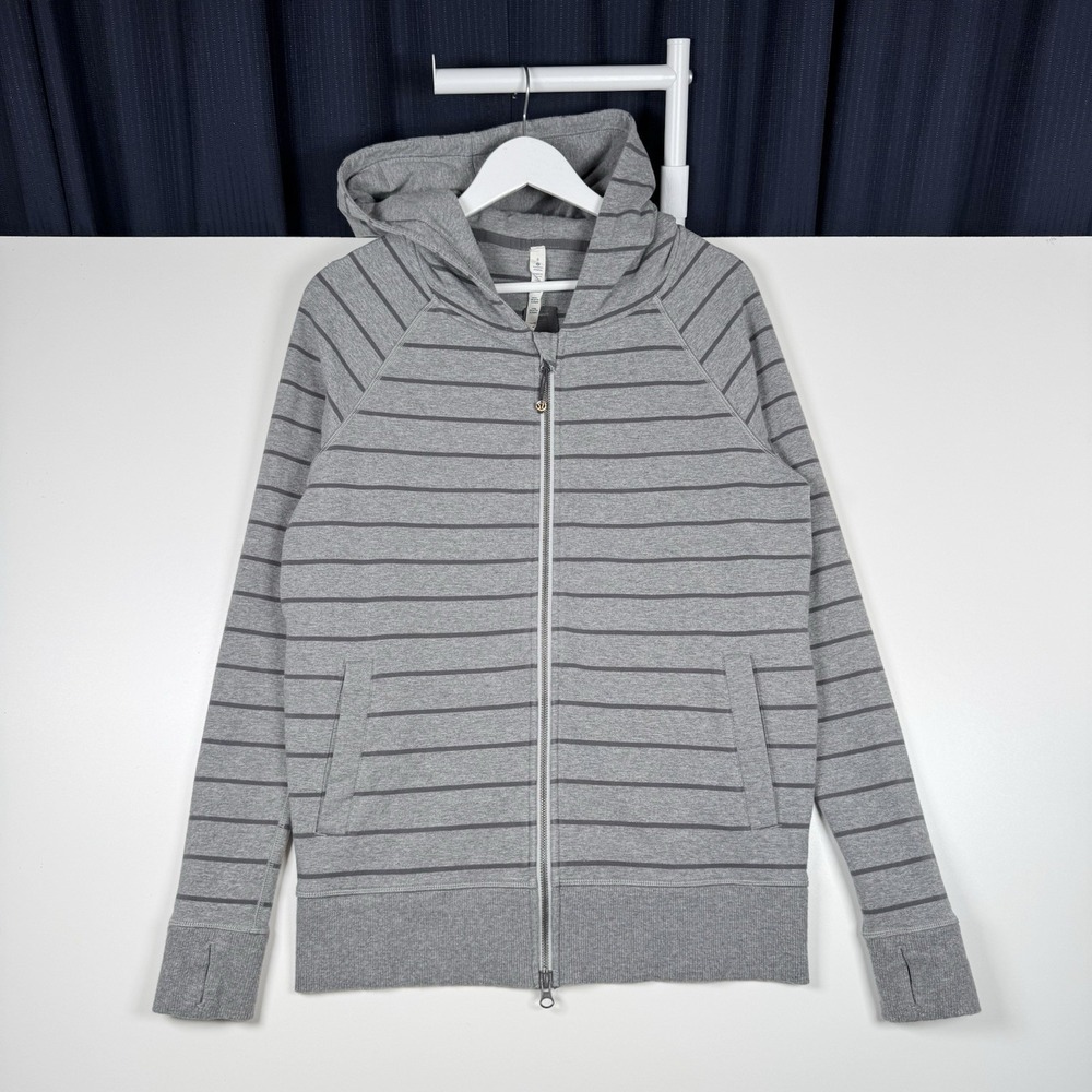 LULULEMON Rollin' With My Omies Hoodie Apex Striped Gray - Women's 6 - Read
